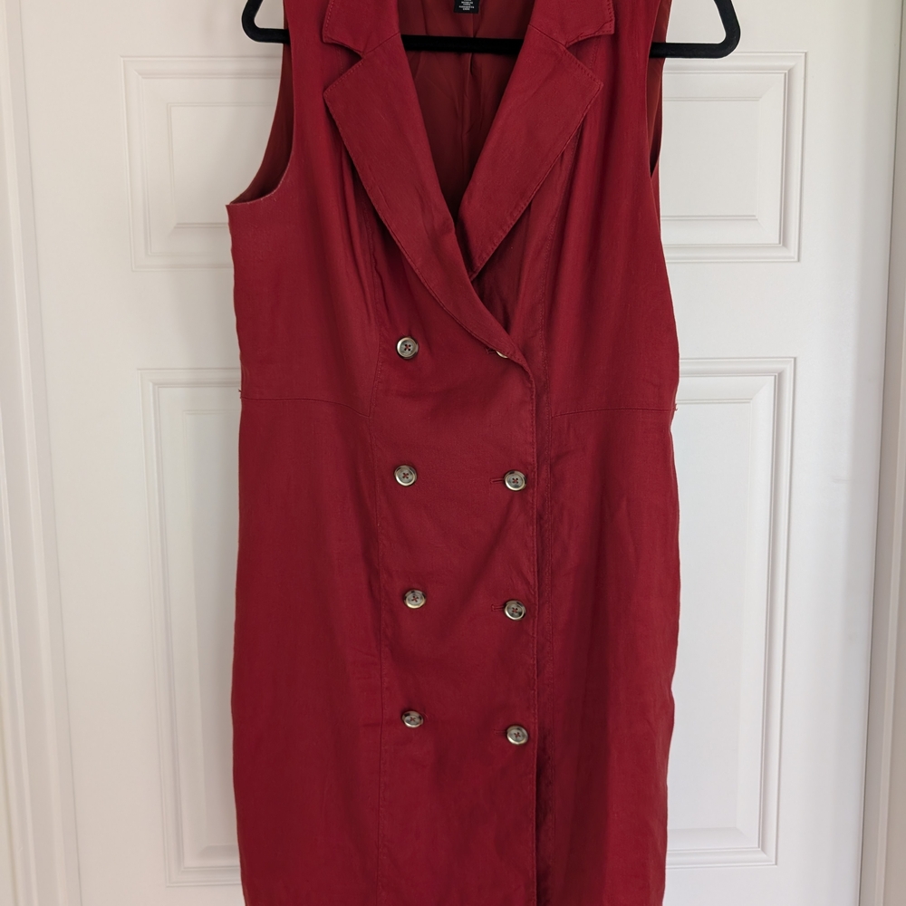 White House Black Market Red Double-Breasted Midi Dress